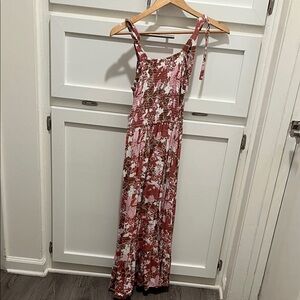 Jessica Simpson Pink and Brown Floral Maxi Dress